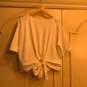 GAP White Crop T-Shirt with Bow